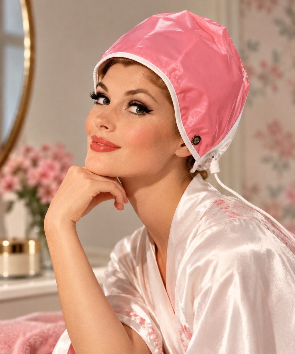 Vintage KAZ ThermoCap Professional Heated Hair Conditioning Cap Pink Retro
